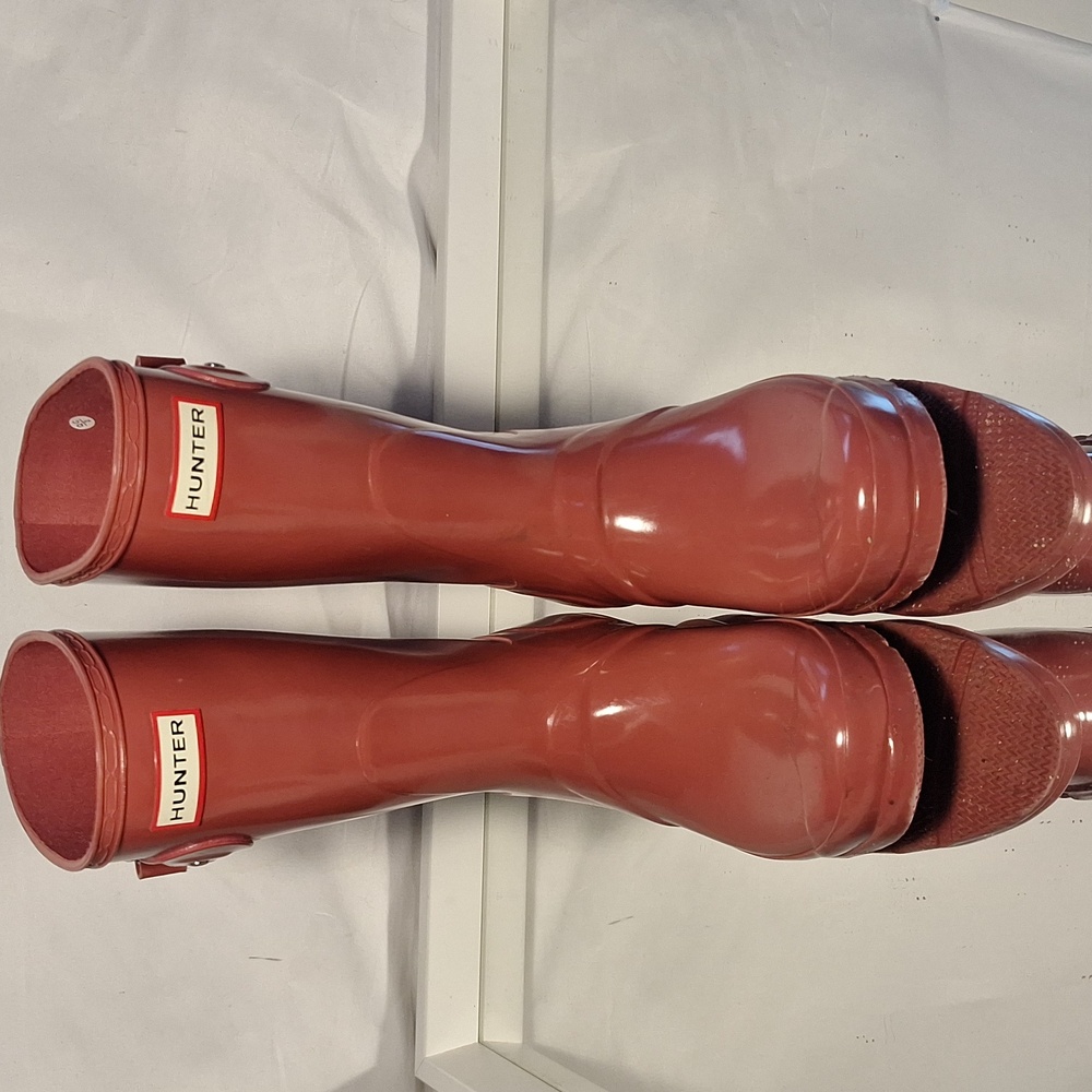 Hunter Glossy Mauve Pink Tall Boots Almost Perfect Condition